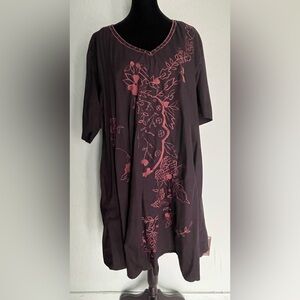eShakti Black and Red Embroidered Dress